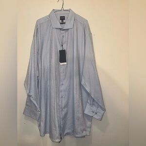 NWT Daniel Hechter Modern Fit Non-Iron Paisley Dress Shirt Light Blue 4X 20-20.5